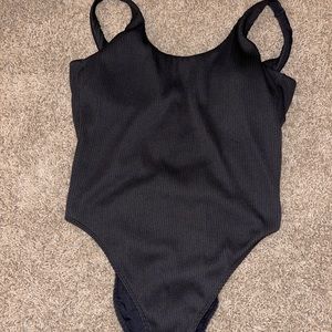 Hollister Swim black textured high leg one-piece
